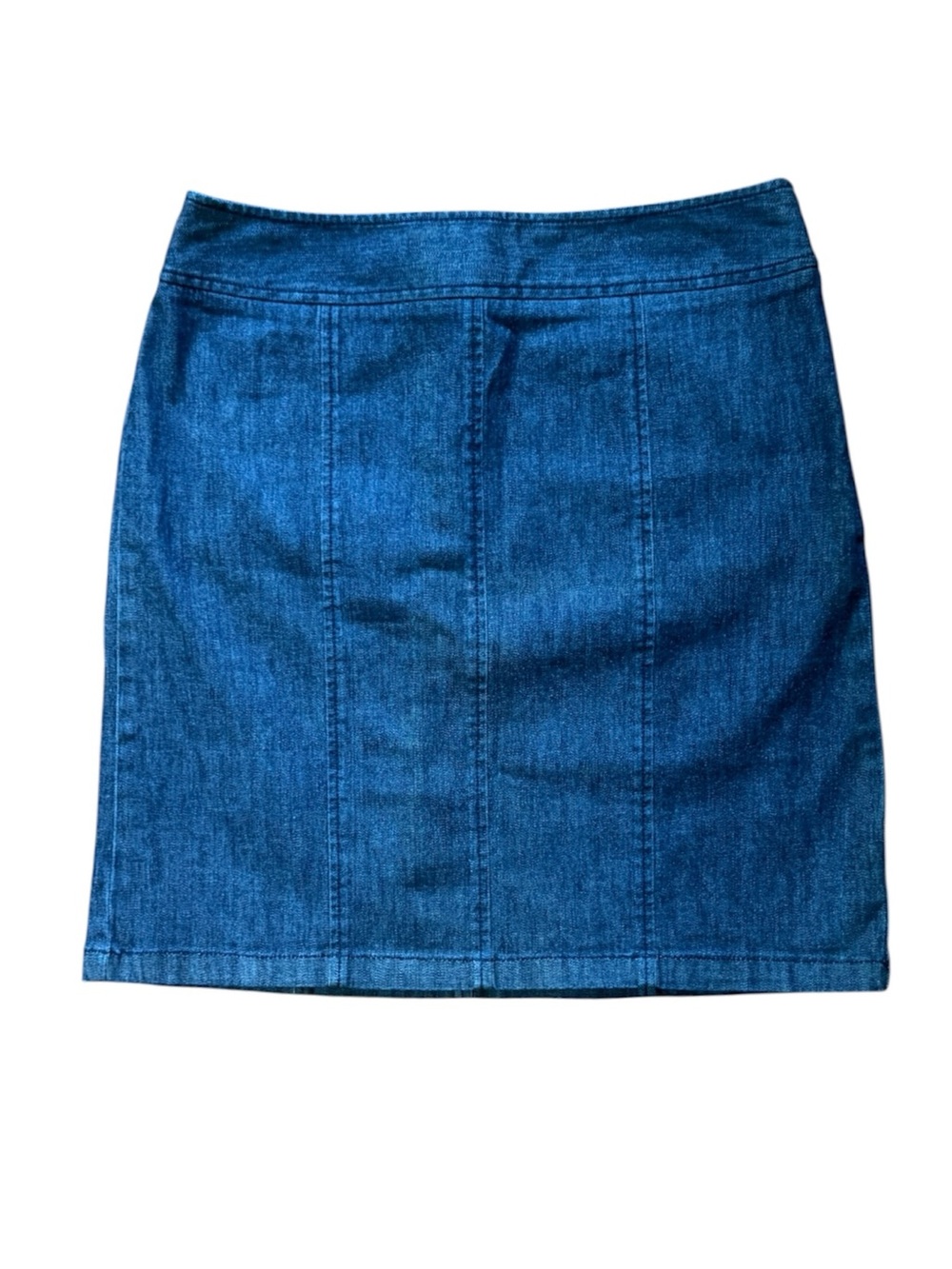Ann Taylor Classic Blue Denim Mini Skirt - Clean Panel Design